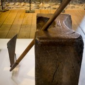 Chopping block and executioner's axe.